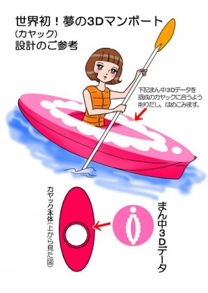 Imagen publicada por la artista explicando el proyecto de construcción del kayak con la forma de su vagina
