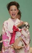 Seiko Matsuda and dog with kimono
