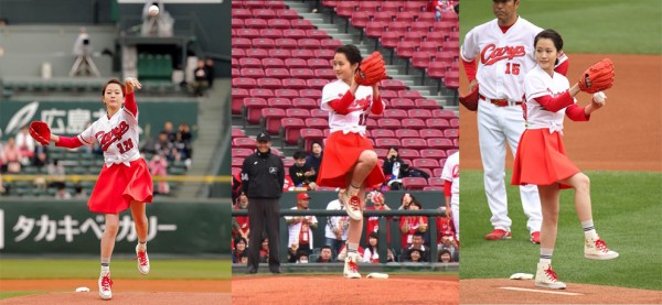 La ex-AKB48, Atsuko Maeda (24) lanzó la bola ceremonial en un partido de beisbol, para promocionar su nueva película "Mohikan furusato ni kaeru", la cual se estrenará el 9 de abril.